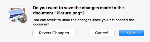 The modern macOS save prompt with Revert Changes